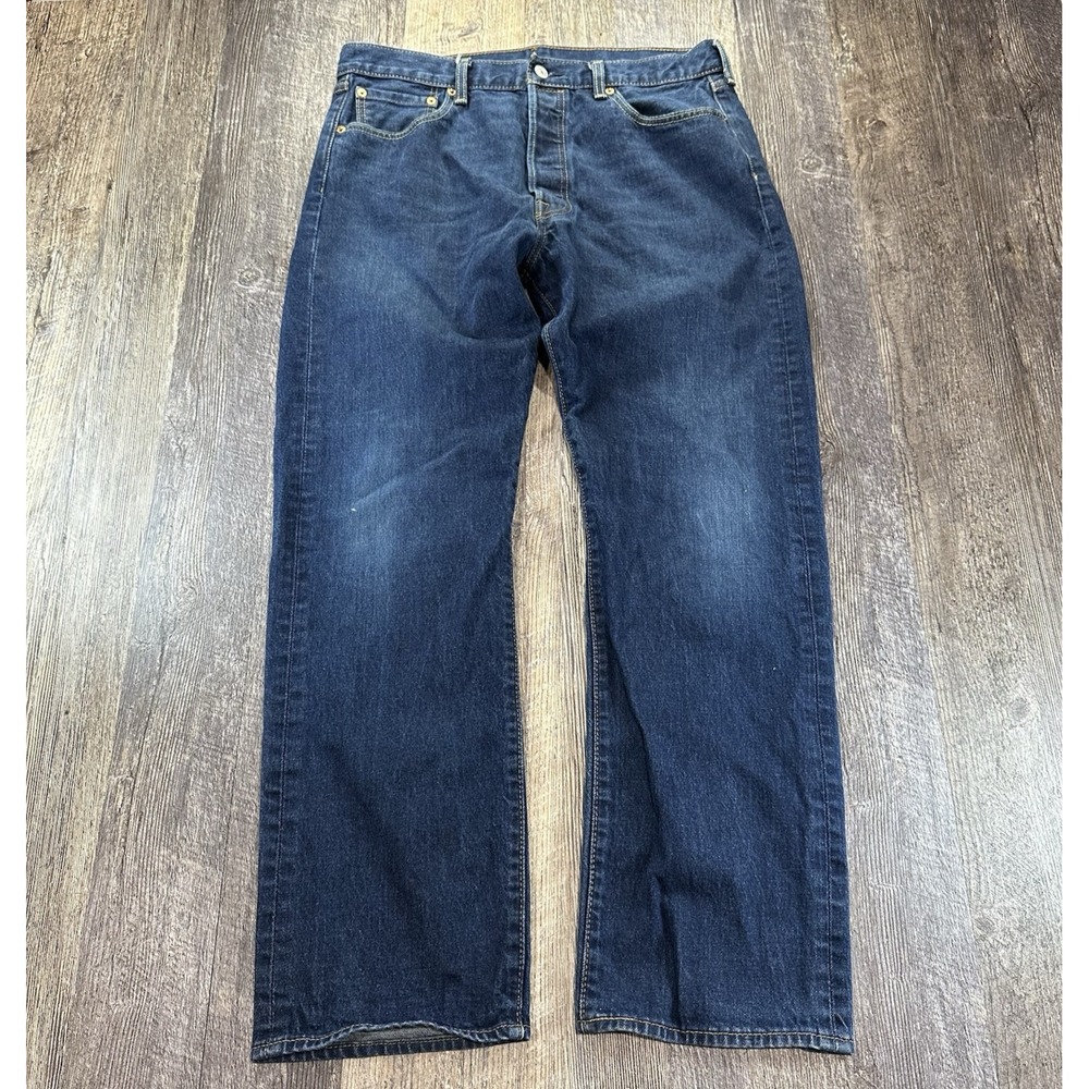 Levis Jeans Mens 36x32‎ Blue 501 Straight Button Fly American Dark Wash Denim